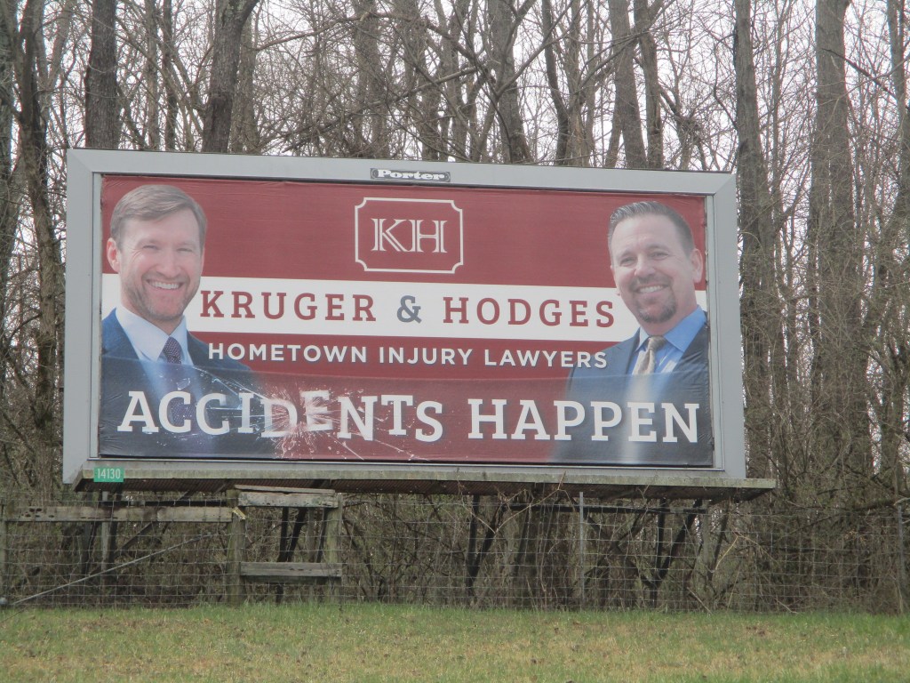 Route 127 North 1. Kruger and Hodges Hometown Injury Lawyers: Outdoor poster billboard designed for cost-effective advertising in Somerville, Ohio. Photo Gallery. Projects. OOH. Porter Advertising.