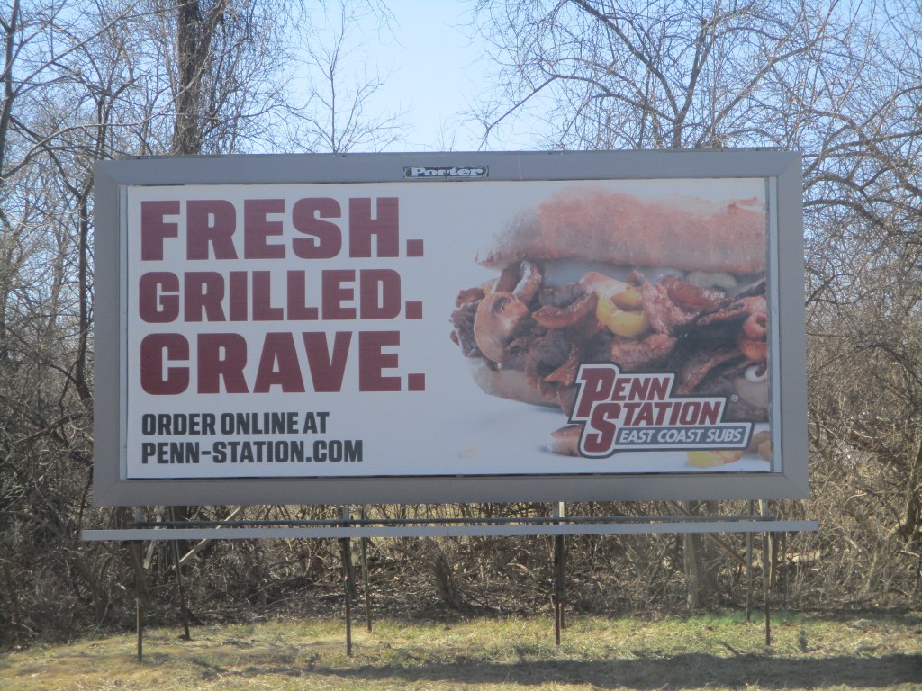 East Main Street & Stover Road #1 Penn Station East Coast Subs: Outdoor poster billboard designed for cost-effective advertising in Hamilton, Ohio. Photo Gallery. Projects. OOH. Porter Advertising.